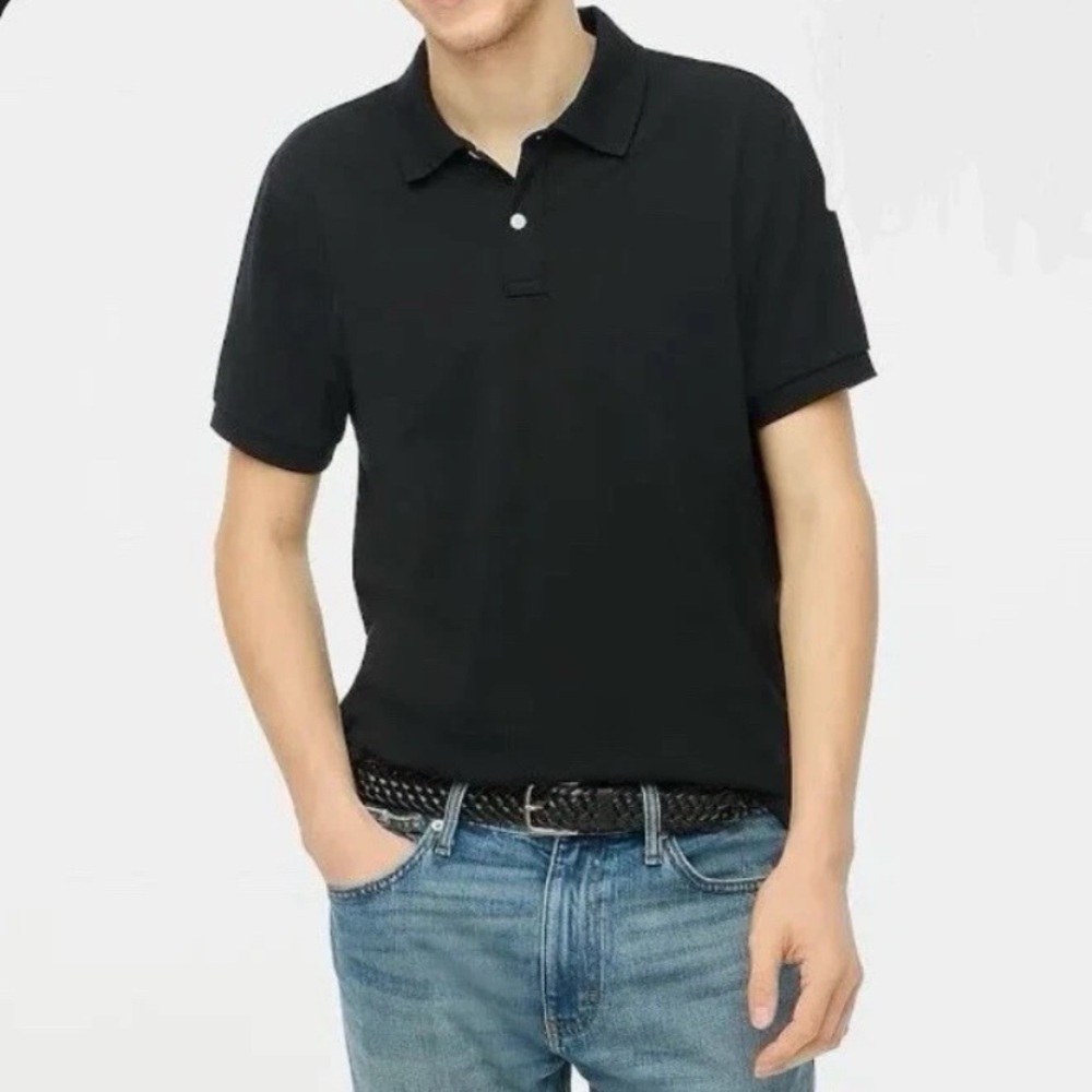 L.L.Bean Men’s Large Tall Premium Black Short Sleeve Polo Without Pocket Banded